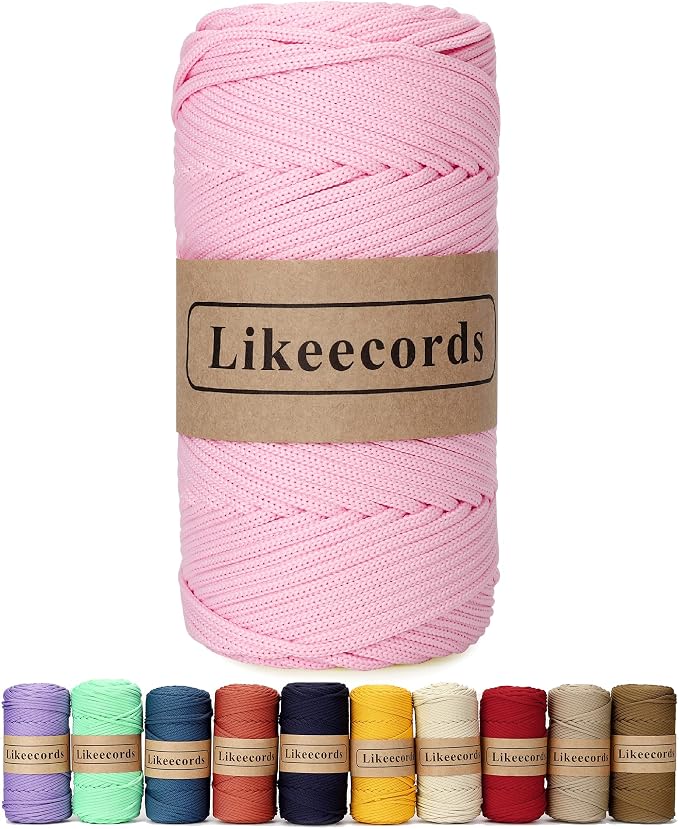 4mm Polyester Braided Macrame Cord Rope 140Yards /426Feet Macrame Supplies by Likeecords