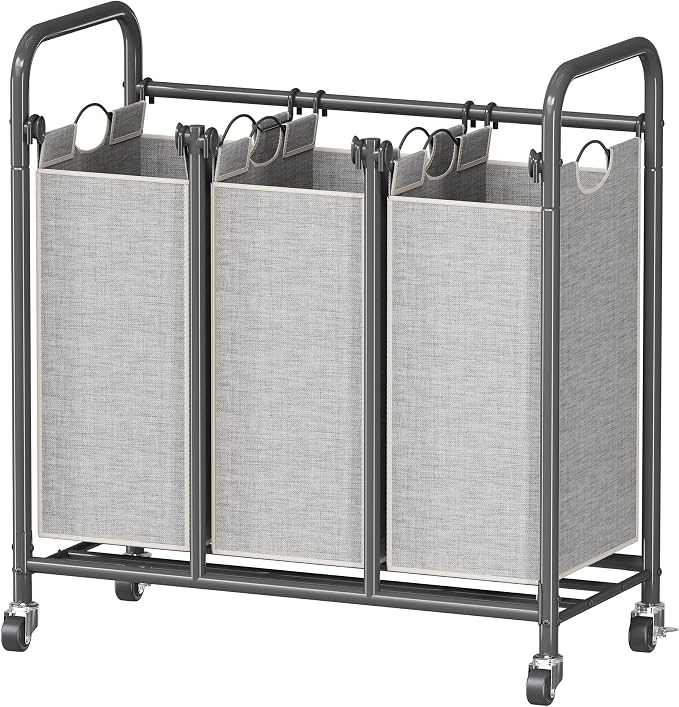 HOMEIJU 3-Bag Laundry Sorter, Laundry Hamper Cart by Homeiju