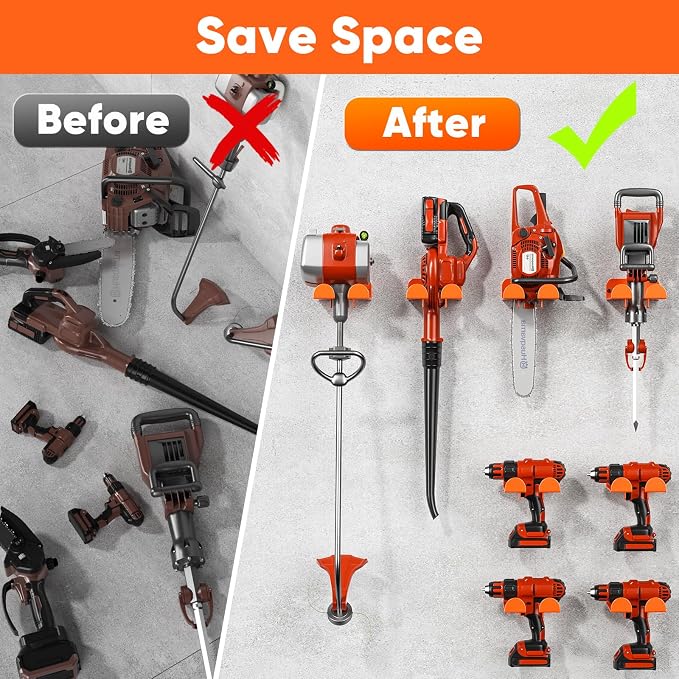 Weedeater Hanger, 4 Pack Garage Tool Organizer Storage Trimmer Rack - Image 5