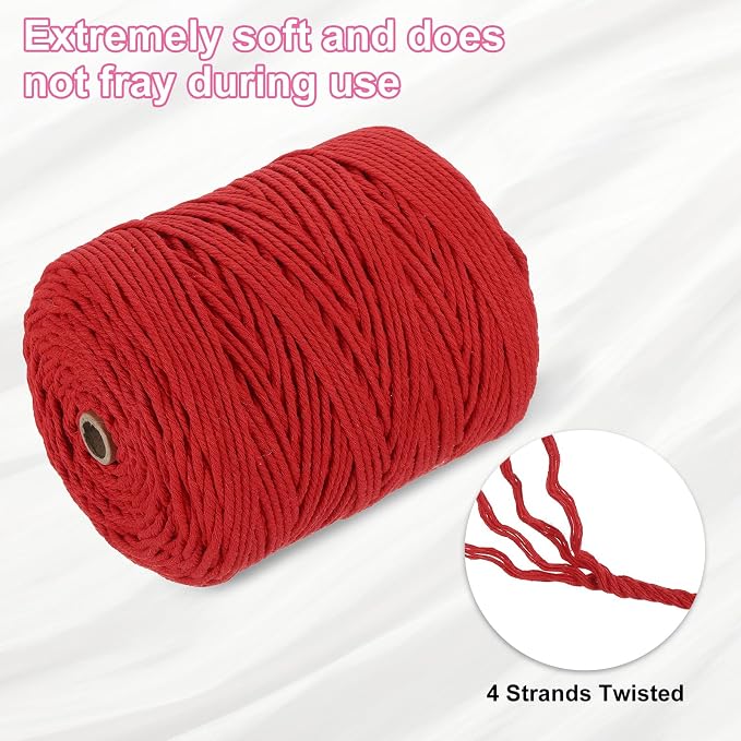 HARFINGTON Natural Macrame Cord 3mm x 328 Yards 4 Strand Twisted Cotton Macrame - Image 3