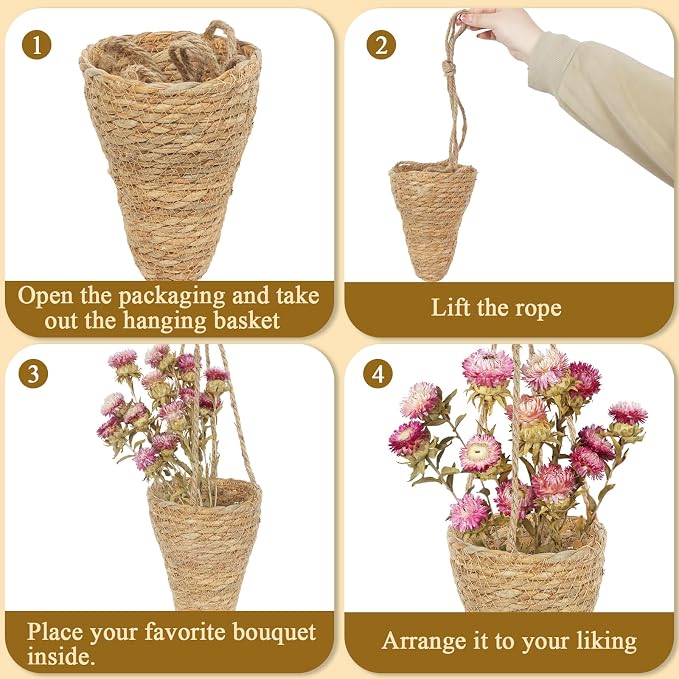 2 Pcs Hanging Basket for Wall Conical Hanging Wicker Basket - Image 3