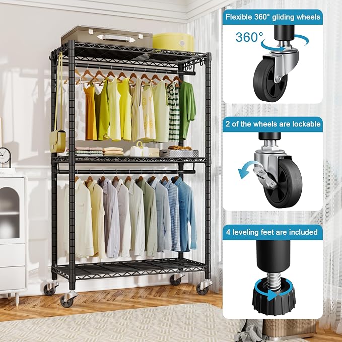 FUTASSI P3 Rolling Clothes Rack, Clothing Racks - Image 4