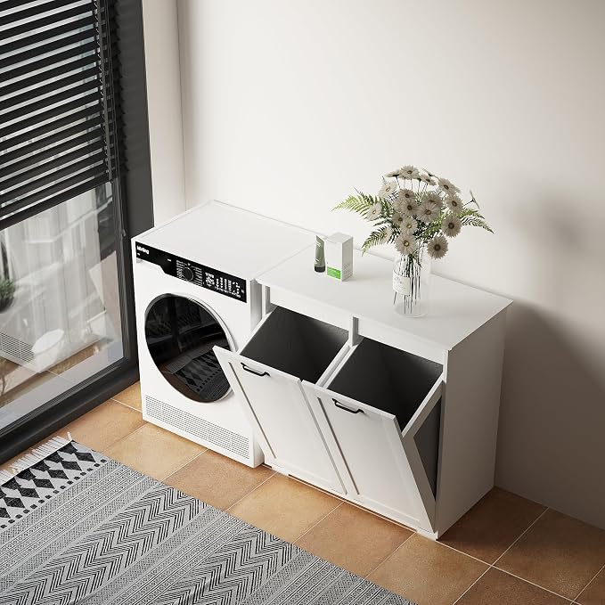 KEIKI Double Tilt Out Laundry Hamper Cabinet, - Image 7