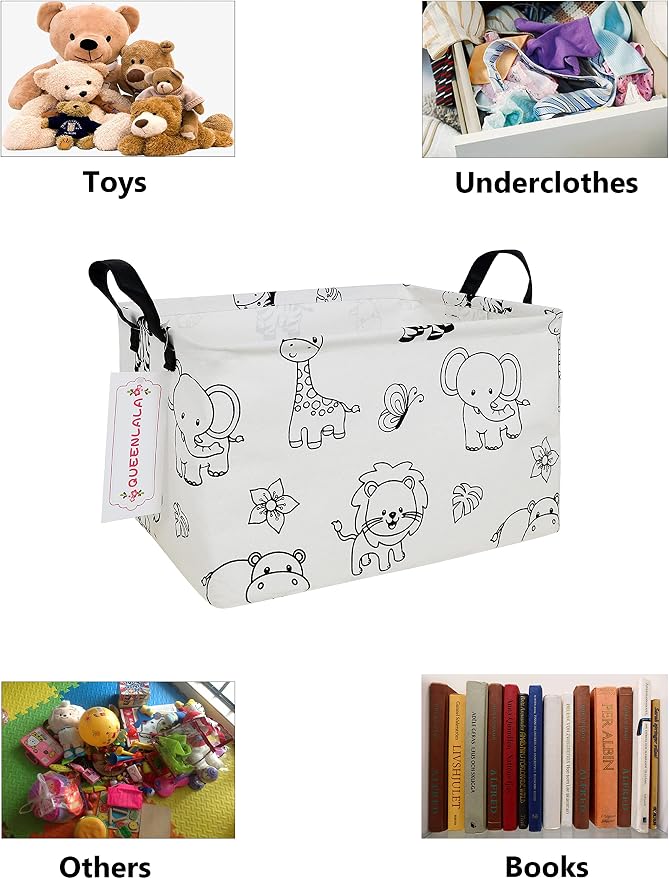 QUEENLALA Rectangular Laundry Hamper/Foldable Nursery Laundry Basket - Image 3