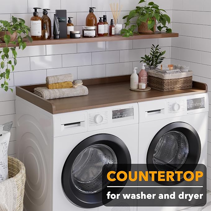 SpaceAid Washer Dryer Countertop, Laundry Wood Shelf Topper - Image 3