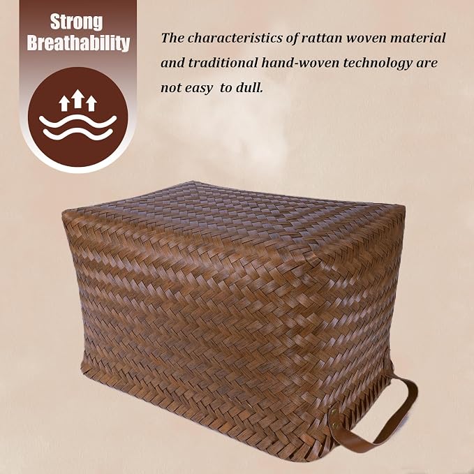 BROWNLILY Handwoven Clothes Basket Laundry Hampers Large Wicker Storage Baskets - Image 4