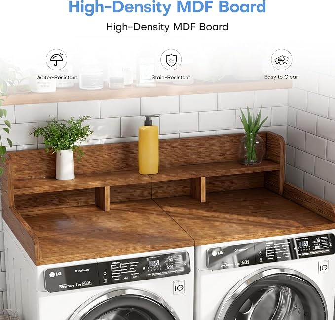 Washer Dryer Countertop with Shelf, Washer and Dryer Covers - Image 2