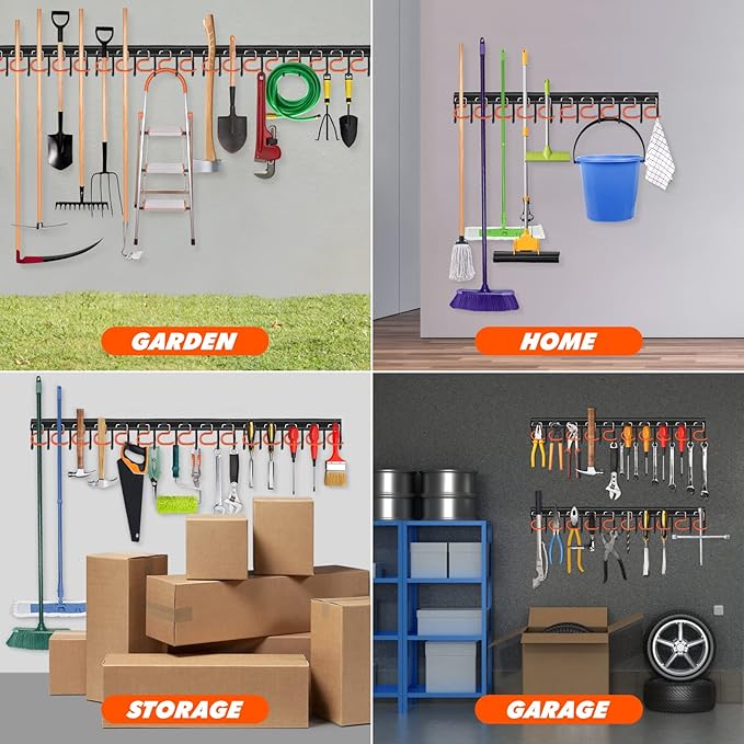 68'' All Metal Garden Tool Organizer Adjustable Garage Tool Organizer Wall - Image 6