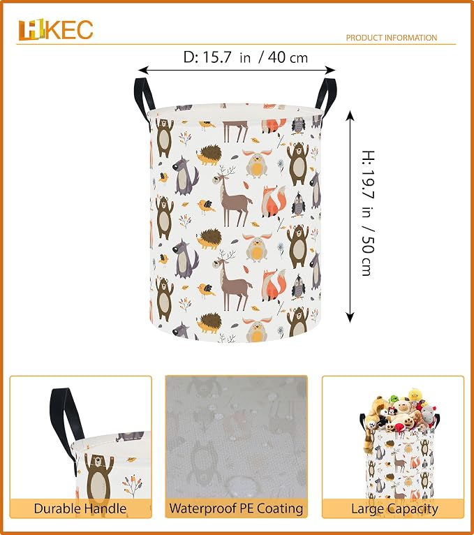 19.7" Laundry Basket, Kids Dirty Clothes Hamper, Waterproof Storage Bin - Image 3