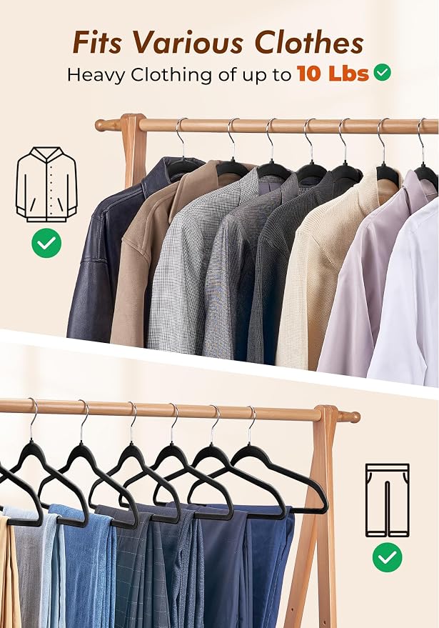 HOUSE DAY Black Velvet Hangers 50 Pack - Image 6