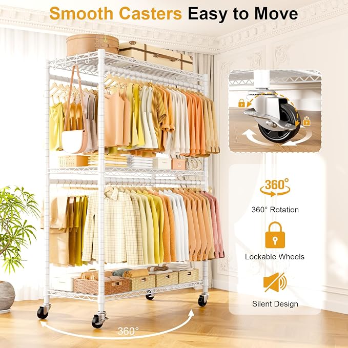 P5 Plus Rolling Clothes Rack Heavy Duty, Clothing Racks - Image 5