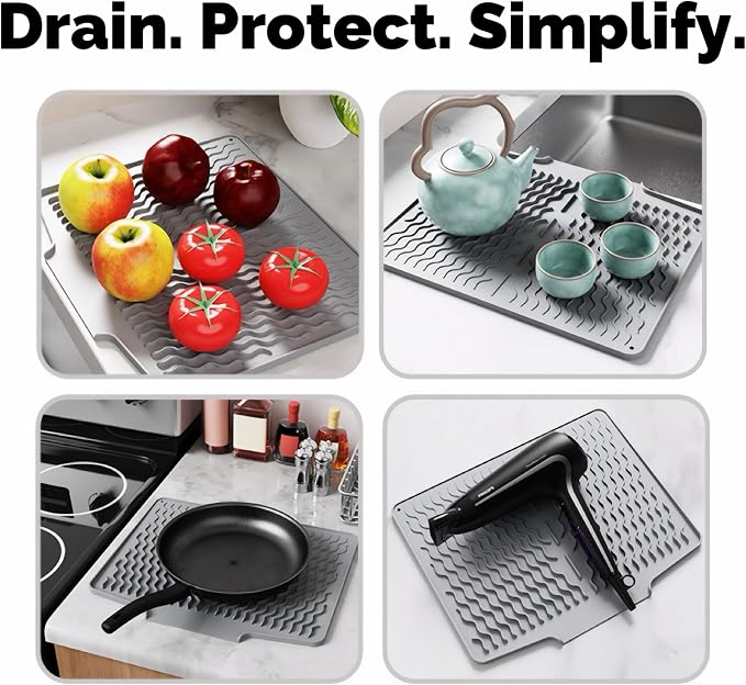 Silicone Dish Drying Mat for kitchen Countertop, Heat Resistant Mats, Dish - Image 6
