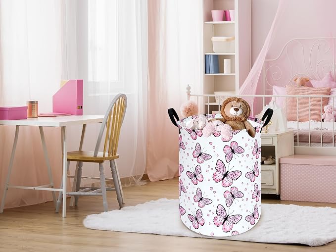 Round Laundry Basket Storage Bins Nursery Hamper Gift Baskets - Image 7