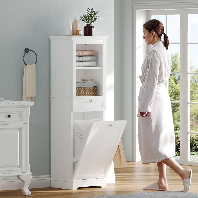 YITAHOME 53" Tall Tilt-Out Laundry Storage Cabinet, Hidden Hamper - Image 6