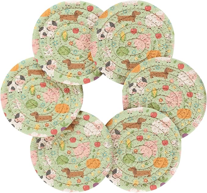 Cartoon Farm Animals Coasters Set of 6 - Image 2