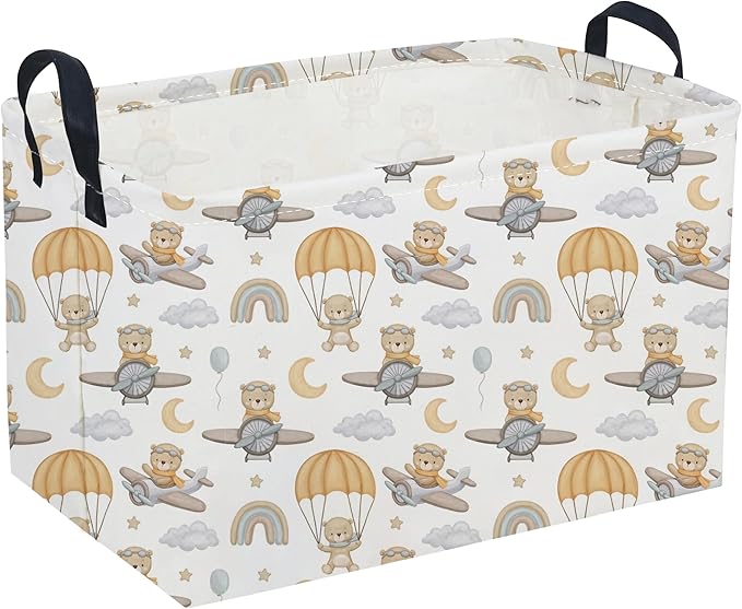 Sanjiaofeng Rectangular Kids Basket Bear Storage Bins, Cute Storage Basket by Sanjiaofen