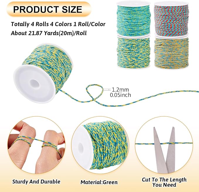 87.3 Yards Braided Beading Thread Cord String 1.2mm Colorful Macrame Craft - Image 4