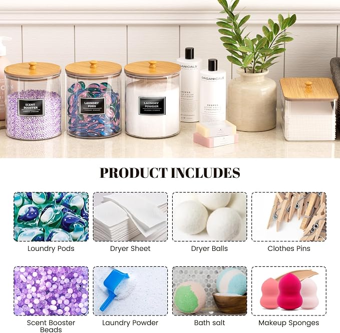 2 Pack Glass Laundry Pods Container, Powder Laundry Detergent Container - Image 5