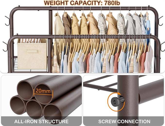 Double Rods Clothes Rack Clothing Rack - Image 5