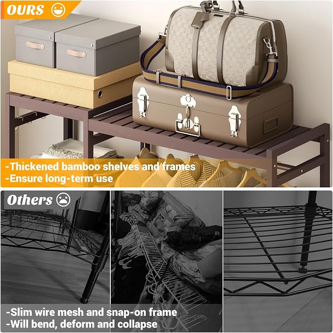 Homykic Closet System Set of 2, Bamboo Clothing Rack - Image 5