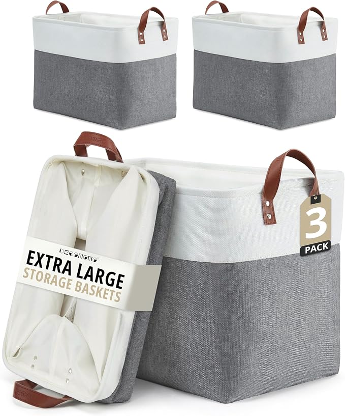 DECOMOMO Extra Large Storage Baskets, Fabric Storage Bins by DECOMOMO