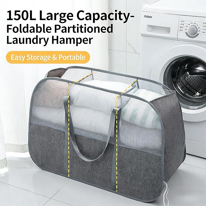 ６Pack Collapsible Laundry Baskets, Pop Up Mesh Laundry Hamper - Image 2