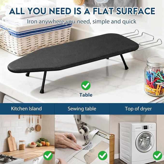 LOFTEY Small Tabletop Ironing Board, Foldable Compact Ironing Board - Image 6