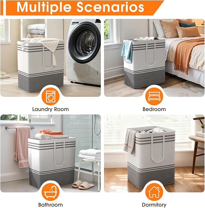 3 Pack Large Laundry Baskets, Laundry Hampers, Freestanding Waterproof - Image 7