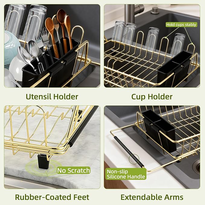 Golden Expandable Dish Drying Rack - Image 6