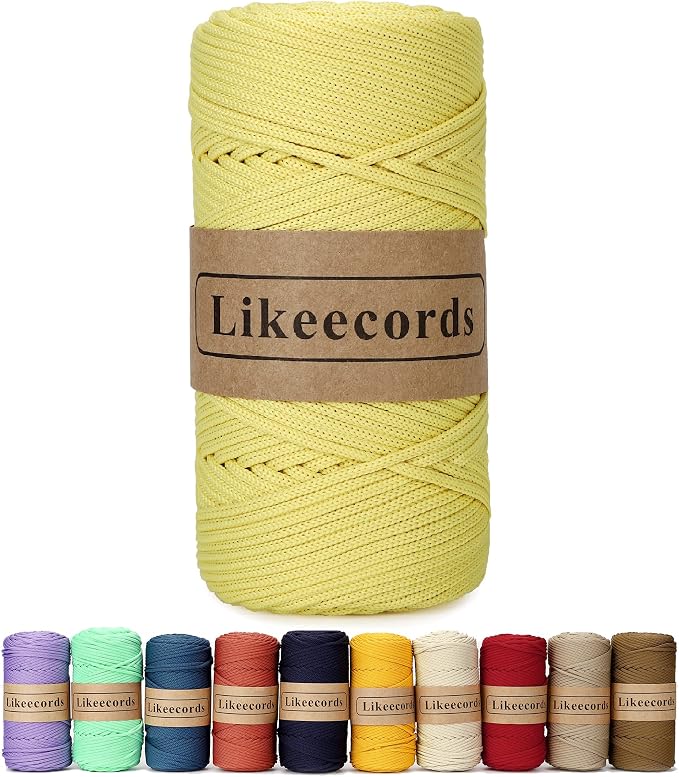 4mm Polyester Braided Macrame Cord 140Yards /426Feet, Elastic Yarn by Likeecords