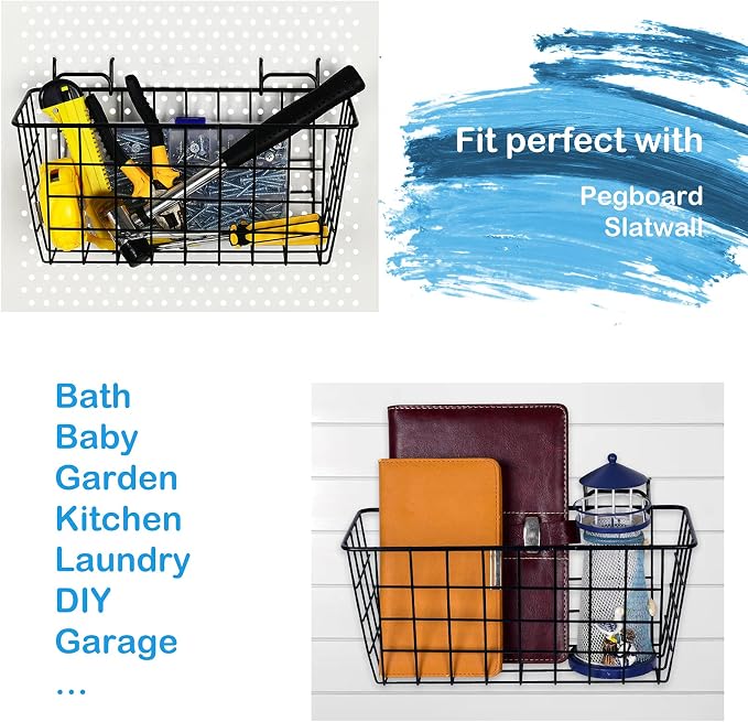 G.CORE 2 Pack Pegboard Baskets, Metal Shelves Hooks to 1/8" 1/4" Peg Boards - Image 4