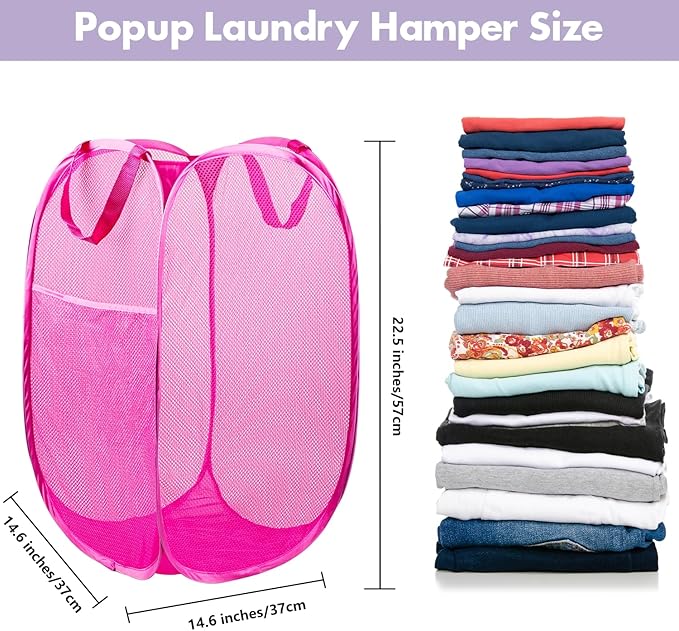 DUCOO Pop Up Hamper, Foldable Mesh Laundry Basket - Image 2