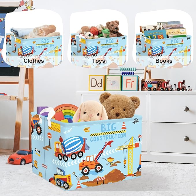 Construction Vehicle Baby Laundry Hamper Collapsible Clothes Kids Storage - Image 5