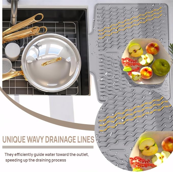 Silicone Dish Drying Mat for kitchen Countertop, Heat Resistant Mats, Dish - Image 3