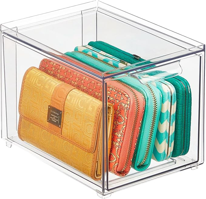 mDesign Shoe Storage Box with Drawer – Sturdy Plastic Storage Box - Image 8