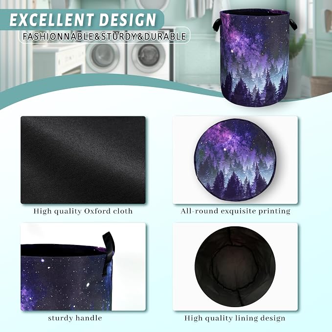 Galaxy Laundry Hamper Purple Forest Laundry Basket - Image 4