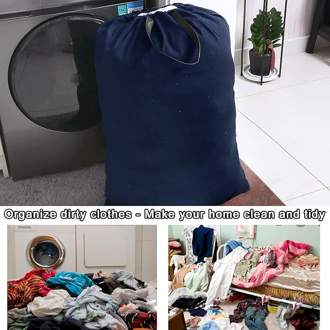 Heavy Duty Laundry Bag with Drawstring and Handle, Extra Large Travel Dirty - Image 6