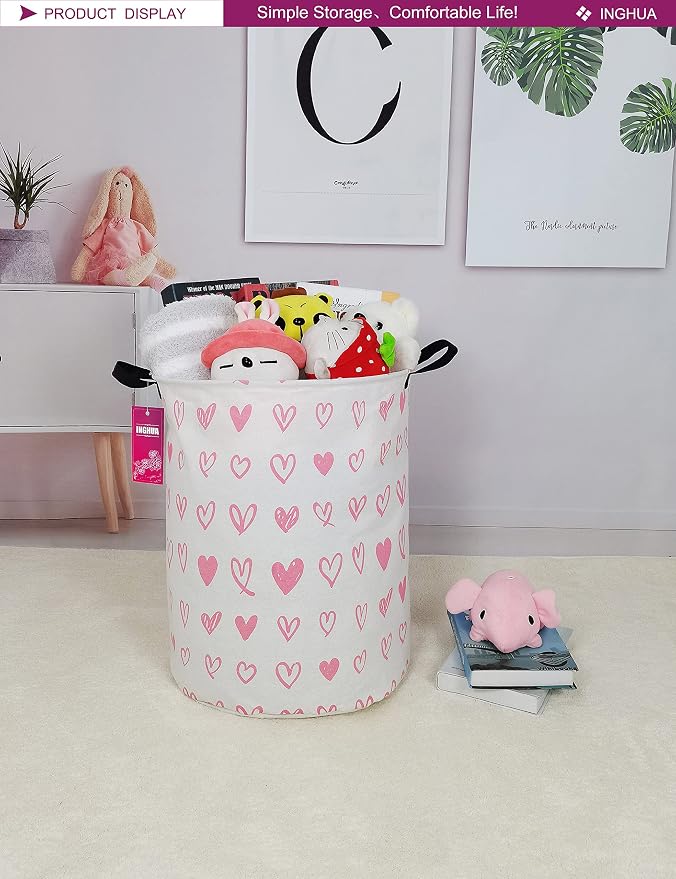 Laundry Hamper Large Canvas Fabric Lightweight Storage Basket/Toy - Image 3