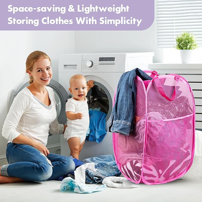 DUCOO Pop Up Hamper, Foldable Mesh Laundry Basket - Image 7