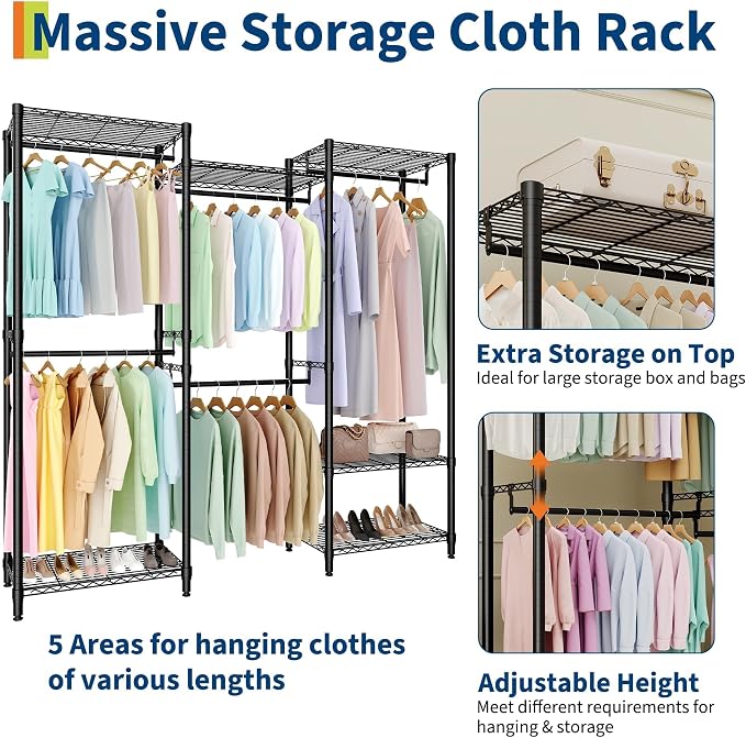 Clothes Rack for Hanging Clothes, Freestanding Garment Racks - Image 3