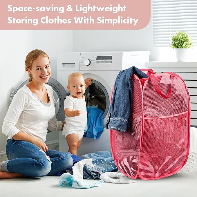 DUCOO Pop Up Hamper, Foldable Mesh Laundry Basket - Image 7