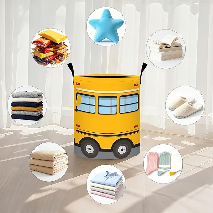 Bus Laundry Basket Storage Bin Foldable Laundry Hamper Clothes Storage Bucket - Image 5