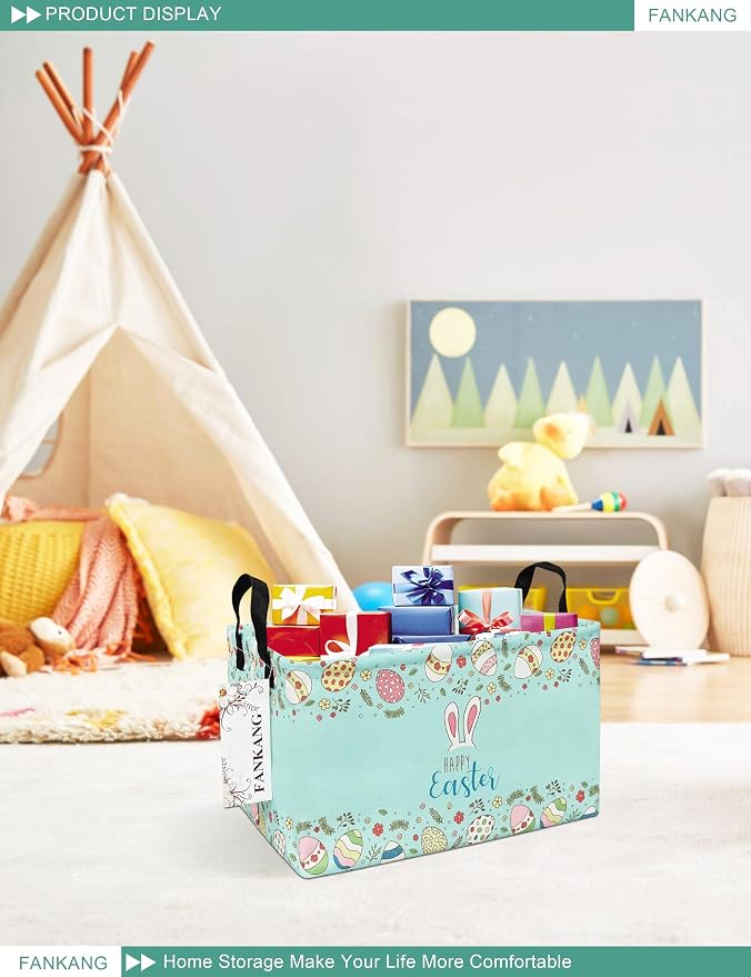 FANKANG Storage Bins, Nursery Hamper Canvas Laundry Basket Foldable - Image 3
