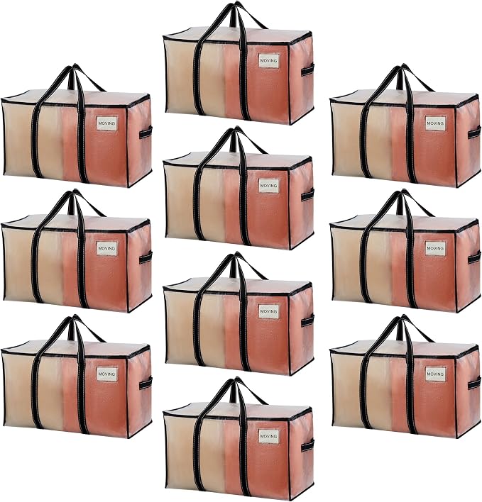 VENO 10 Pack Clear Storage Moving Bags, Heavy Duty Storage Bins by Veno