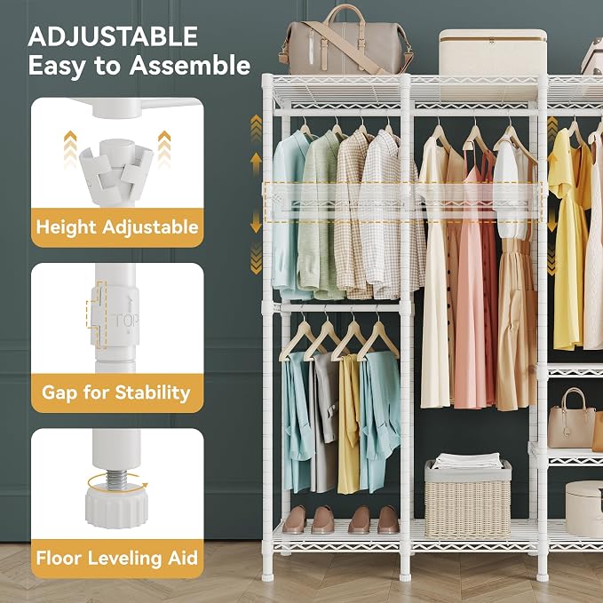 H5 Extra Large Heavy Duty Clothes Rack, Wire Garment Rack, Freestanding - Image 6