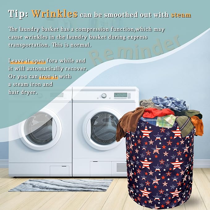 American Flag Laundry Basket Foldable - Image 7