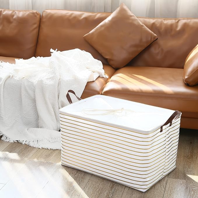 Hinwo 70L Extra Large Storage Bins, Foldable Clothes Storage Baskets - Image 2