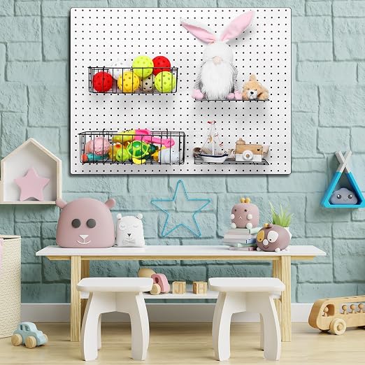 Tioncy 8 Pieces Pegboard Baskets and Shelves Pegboard Bins Wall Organizer Peg - Image 5