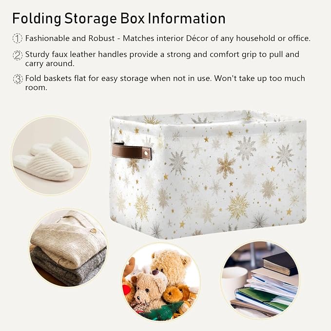 Winter Snowflake White Storage Basket - Image 4
