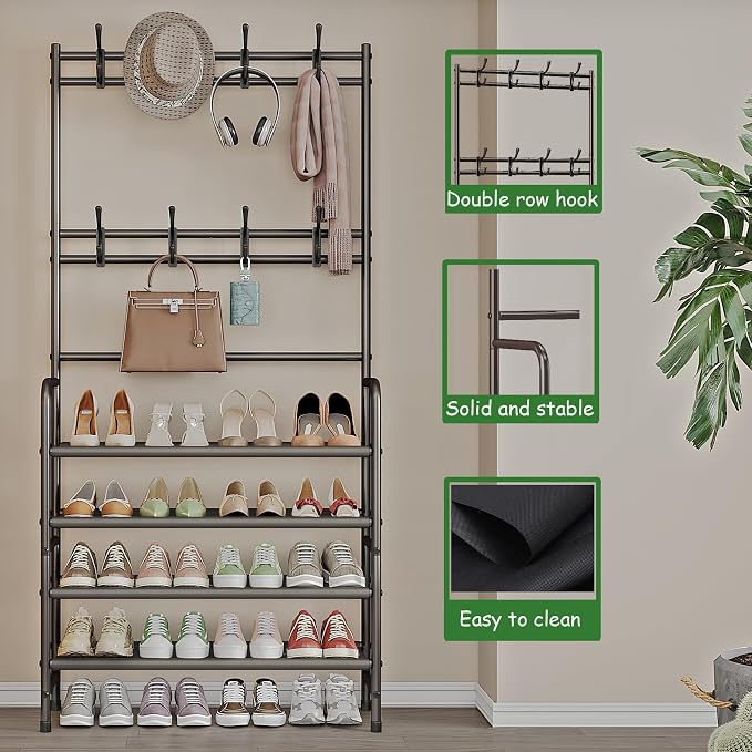 4 Tier Coat and Shoe Rack Entryway Coat Rack - Image 5